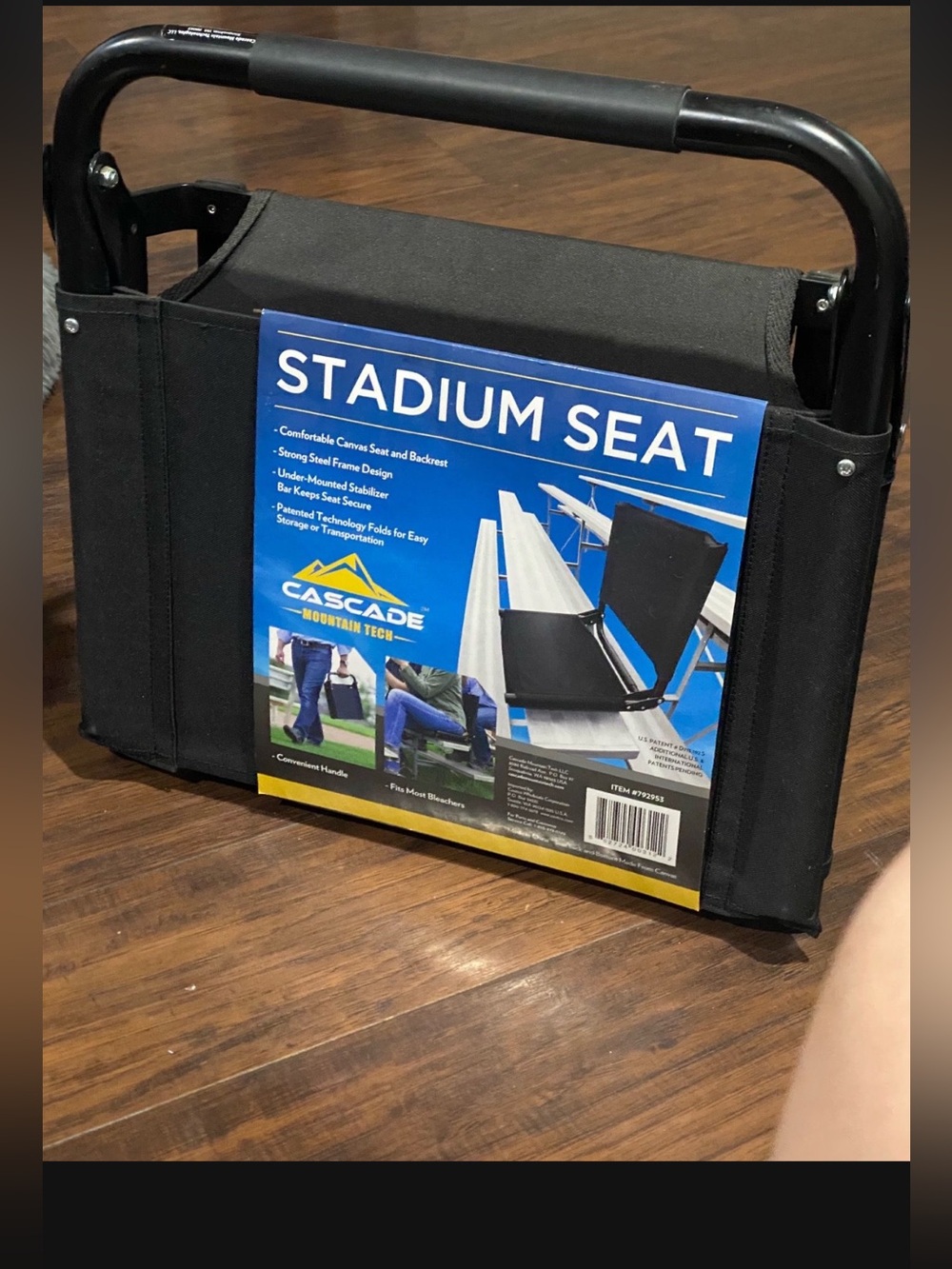 Cascade Mountain Tech Padded Stadium Seat - Blue with Yellow Logo